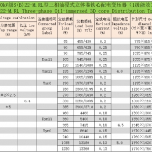 立體卷鐵心三相油浸式配電變壓器