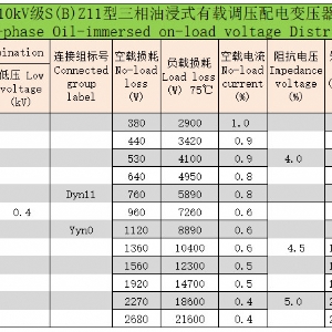 10kV級(jí)S(B)Z系列三相油浸式有載調(diào)壓配電變壓器